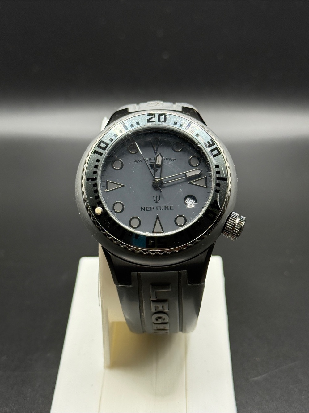 Swiss Legend Neptune 48mm Diver Watch Grey Silicone Swiss Quartz Date 213012023